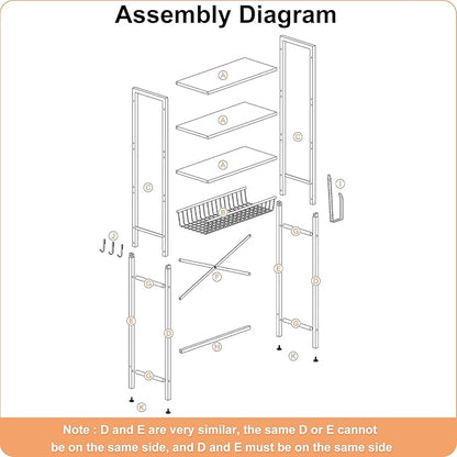 Over-The-Toilet Storage Rack, 4-Tier Bathroom Organizer Shelf Over Toilet with Adjustable Shelf and Basket, Freestanding Space Saver Bathroom Shelves Above Toilet for Room (Pure White)