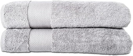 Hencely Bath Sheet Set of 2 - (35x64 Inches) - Luxury Extra Large Oversized Towels, 100% Cotton - Quick Dry, Highly Absorbent, Super Soft - Spa, Hotel, Bathroom - (Bath Sheets 2 Pack, Silver)