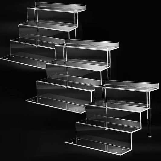 12 Inch Acrylic Shelf for Perfume Organizer in 3 Pack, 4 Tier Funko POP Shelves, Cologne Organizer Tiered Riser Display Stand, Acrylic Display for Decoration