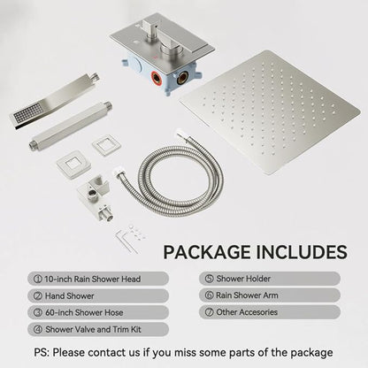 Shower Faucet Set Brushed Nickel Shower System, Starbath 10 Inch Rain Shower Head and Handheld Spray Shower Set Complete Ceiling Mounted,2 Way Pressure Balance Shower Valve and Trim Kit Included