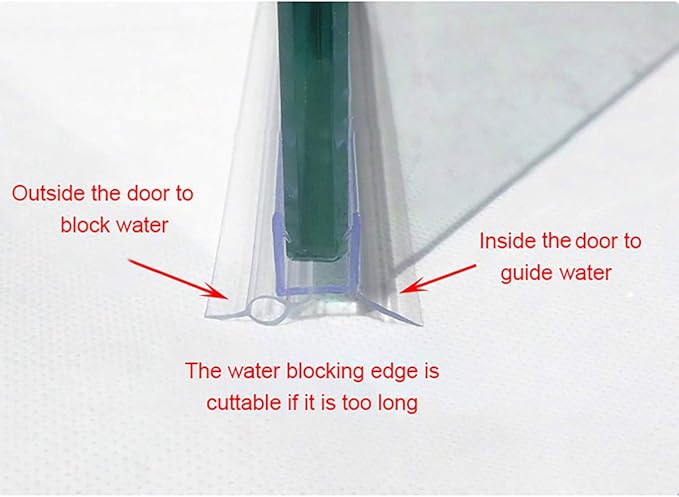 Frameless Shower Door Bottom Seal with Drip Rail for 5/16"(8mm) Glass, Length 27.5"/0.7m, Glass Door Sweep Stop Shower Leaking