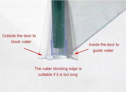 Frameless Shower Door Bottom Seal with Drip Rail for 5/16"(8mm) Glass, Length 27.5"/0.7m, Glass Door Sweep Stop Shower Leaking