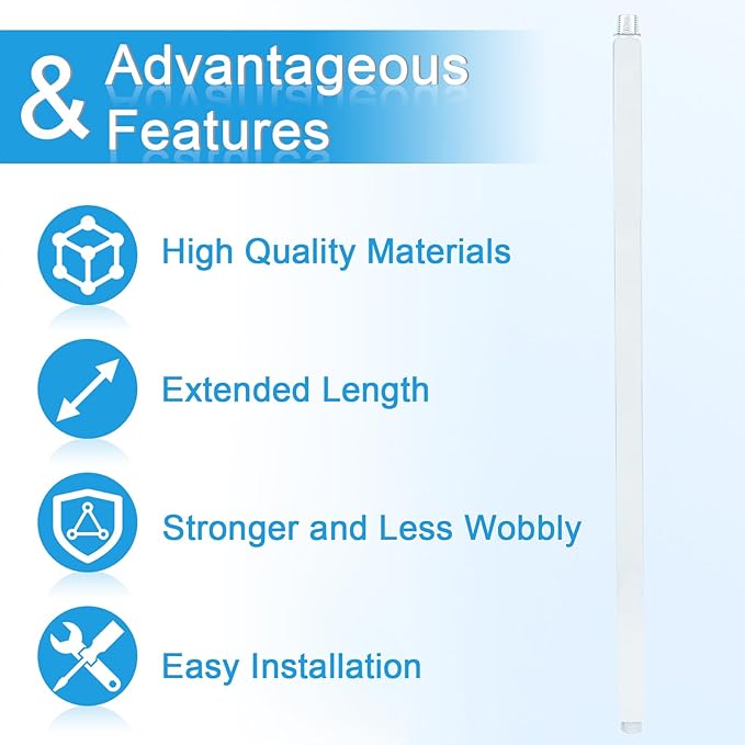 Shower Arm with Flange 24 Inches Ceiling Mount Square Straight Extender Extension Pipe Replacement, Extra Long Shower Arm For Fixed Rain Shower Head or High Ceiling, NPT 1/2 to G1/2, Chrome
