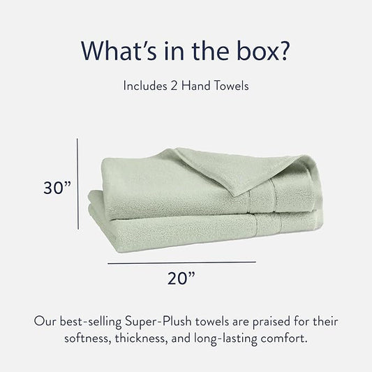 Brooklinen Super-Plush Turkish Cotton Hand Towels - Set of 2 - Cotton, 820 GSM, Highly Absorbent, Machine Washable, Perfect for Home & Bathroom (20" x 30", Aloe Green)