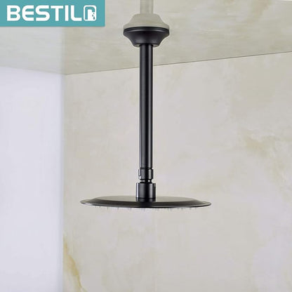 BESTILL 8 Inch Ceiling Mount Rain Shower Head Arm and Flange, Matte Black