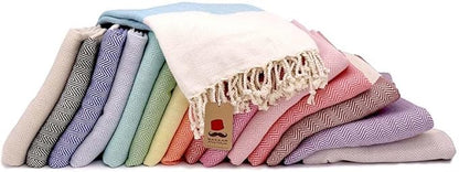 Bazaar Anatolia Turkish Beach Towel 100% Cotton Bath Towels 71x39 Quick Dry Sand Free Lightweight Large Oversized Herringbone Yellow