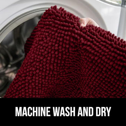 GORILLA GRIP Bath Rug Mat 48x24, Soft Absorbent Chenille, Quick Dry Microfiber Mats, Rubber Backing Washable Shower Floor Rugs, Bathmat Runner, US Designed Bathroom Home Decor Accessories Burgundy