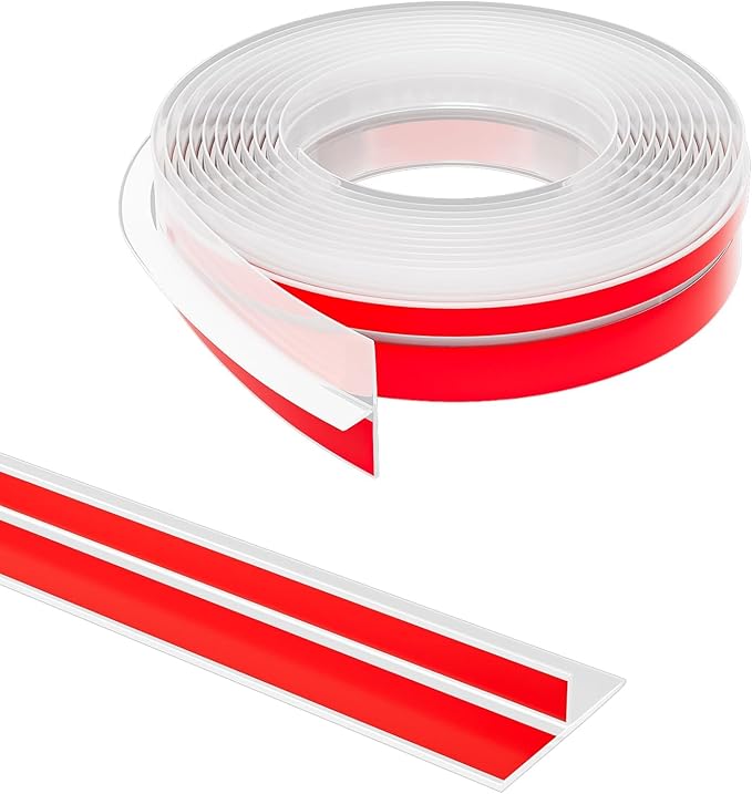 T-Shaped Door Draft Stopper, 1.97 in x 20 Ft Silicone Seal Strip for Windows Gaps, Weather Stripping Seal Strip Shower Sweep, Clear
