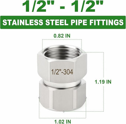 TAISHER 2PCS 304 Stainless Steel Flexible Movable Connector, 1/2" Female for Sprayer, Angled Valve, Shower Arm