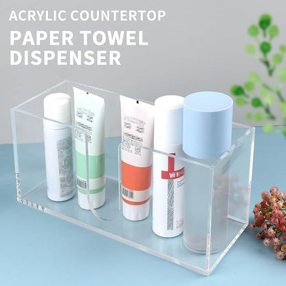Acrylic Paper Towel Holder Countertop, 5mm Thick Clear C-Fold Z-Fold Trifold Napkin Dispenser, Bathroom & Kitchen Organizer for Multifold Towels (1)