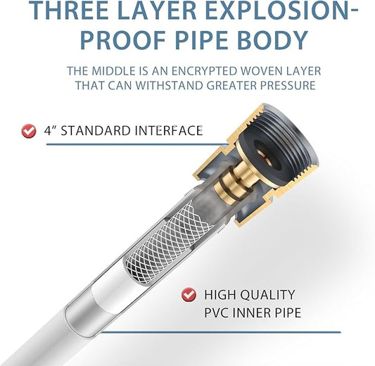 119 Inches Shower Hose Extra Long Rv Shower Hose Explosion Proof Anti Winding Showerhead Hoses For Cleaning Pet Showerhose Extension Smooth ＆ Flexible Hand Held Shower Hoses Replacement