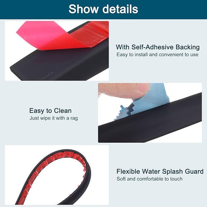 uxcell 118 Inch Collapsible Shower Barrier Stopper Water Splash Guard Blocker 118"Lx0.8"Wx0.5"H for Bathroom Kitchen Wet and Dry Separation, Black