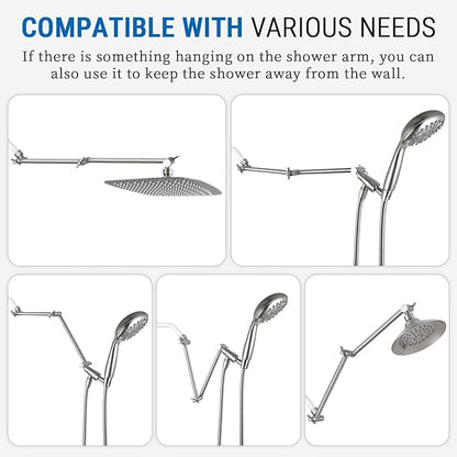 G-Promise 18 Inch Shower Head Extension Arm, Solid Brass Height & Angle Adjustable Extender, Rise or Lower Rainfall and Fixed Shower Head (Brushed Nickel)