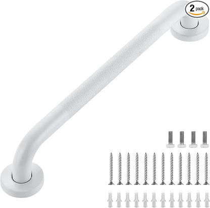 Grab Bars for Shower, 2 Pack 16-Inch Anti Slip Shower Handles for Elderly, Safety Shower Grab Bar, Stainless Steel Handicap Grab Bars for Bathroom (White 1" Diameter)