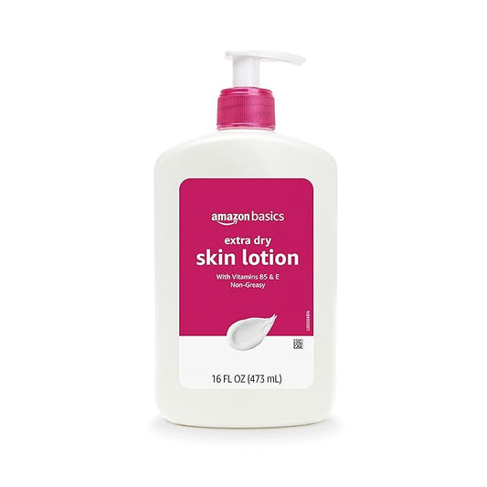 Amazon Basics Body Lotion For Dry Skin with Vitamins B5 & E, Clean Scent, 16 fl oz (Previously Solimo)