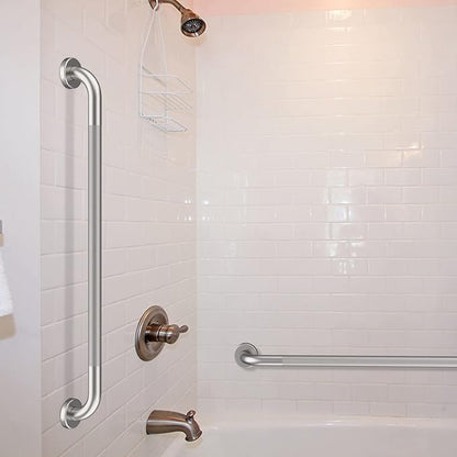 36 Inch Anti Slip Shower Grab Bar, Munzong Satin Brushed Nickel Bathroom Grab Bar, Knurled Bathroom Balance Bar,Safety Hand Rail Support Handicap Elderly Injury Senior Assist Bath Handle