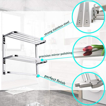 LUANT 3-Tier Bathroom Shelf with Towel Bars, Stainless Steel Wall Mounting Rack,22-1/2 Inch