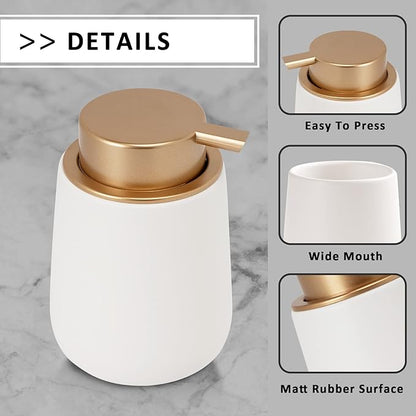 Soap Foaming Dispenser Ceramic with Easy-to-Press Pump Hand Foam Dispenser for Shampoo Bathroom Kitchen 12 oz 2pcs