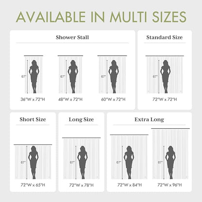 AmazerBath Shower Curtain Liner, 72x72 Grey Shower Liner, Cute Plastic Shower Curtain Liners, Lightweight PEVA Waterproof Gray Shower Curtains for Bathroom with Magnets and 12 Grommet Holes