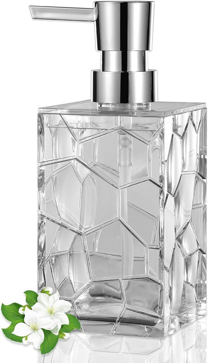 Hand Soap Dispenser, Clear Acrylic Plastic Liquid Pump Bottles Refillable Lotion Dispenser for Bathroom Decor Kitchen College Dorm