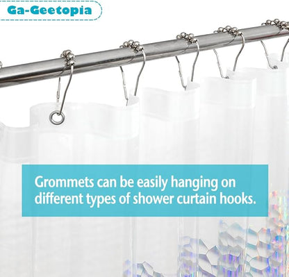 Ga-Geetopia Holographic Narrow Size 3D EVA Shower Curtain Liner Water Cube, 36x72 Premium Light Weight Plastic Bathroom Shower Curtain with Rustproof Metal Grommets