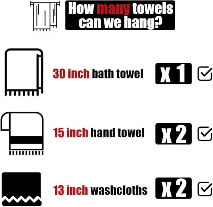 JQK Black Bath Towel Bar, 33 Inch 304 Stainless Steel Thicken 0.8mm Towel Rack Bathroom, Towel Holder Matte Black Wall Mount, Useable Length 30 Inch, TB110L30-PB