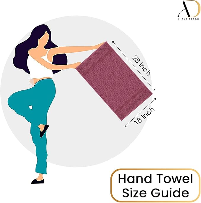 Ample Decor 100% Cotton Grape Purple Hand Towel for Kitchen, Popcorn Textured Absorbent Premium Quality - 18 X 28 Inch 4 Pcs