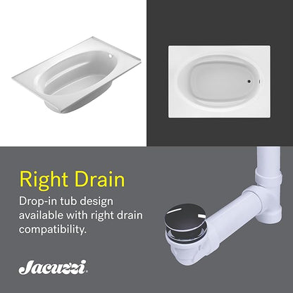 Jacuzzi SIGNATURE Acrylic Drop-In Bathtub, Soaking Sanctuary, Slip Resistant, Left Drain Placement, 72" (L) x 42" (W), Oval In Rectangle, 3-Tile Flange, White