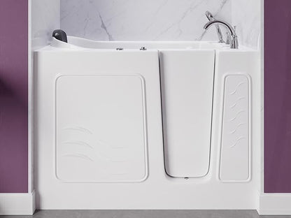 ANZZI Walk-In Bathtub Whirlpool 26" x 53" Acrylic White Right Drain 15 Jets Quick-Fill Faucet Fast Drain ADA Seat Grab Bar Inline Heater Ergonomic Headrest Chrome Trim | AMZ2653RWH-CP