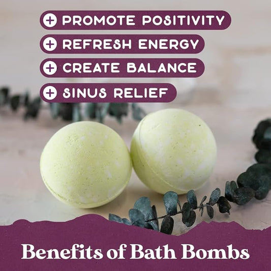 Purple Canyon Eucalyptus Bath Bombs for Women | Energizing Mint and Eucalyptus Bath Bomb with Natural Essential Oils | Gift Set of 6