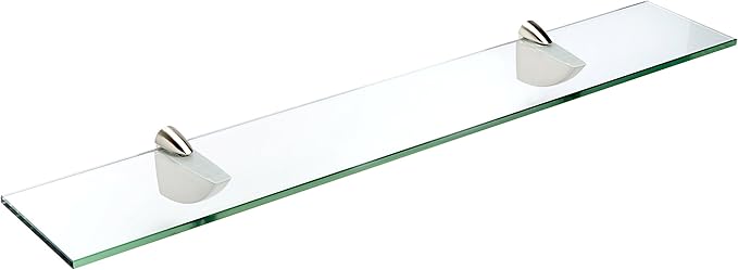 Spancraft Glass O-4.75x30-Brushed Steel Oriole Glass Shelf, Brushed Steel, 4.75" x 30"