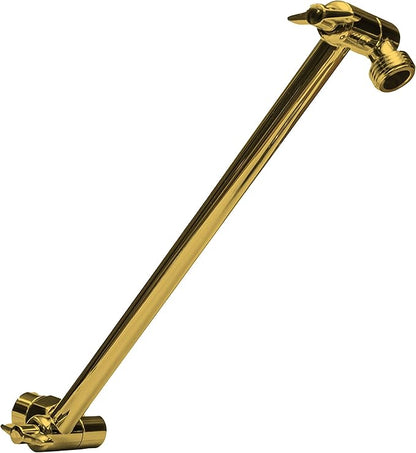 SparkPod 11" Solid Brass Shower Head Extension Arm - Flexible Height & Angle Adjustable Shower Arm Extension for Rain Showerheads with Sturdy Lock - Universal Pipe Connection (Egyptian Gold)