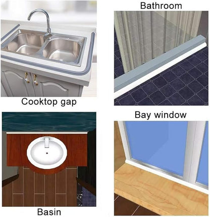 Collapsible Bathroom Water Stopper Flood Barrier Rubber Water Dam Wet and Dry Separation Kitchen Shower Threshold Silicon Water Blocker (39 Inch-GY)