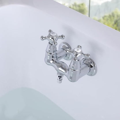 SUMERAIN Wall Mount Tub Faucet Vintage Leg Tub Filler 3-3/8 Inch Center High Flow Chrome