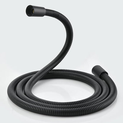 71-Inch Black Metal Shower Hose with Dual Cone Anti-Tangle Nuts: 304 Stainless Steels Design, Universal G1/2 Connector for Outdoor/Indoor Use -Suit for Home Gardening, Washing, Showering