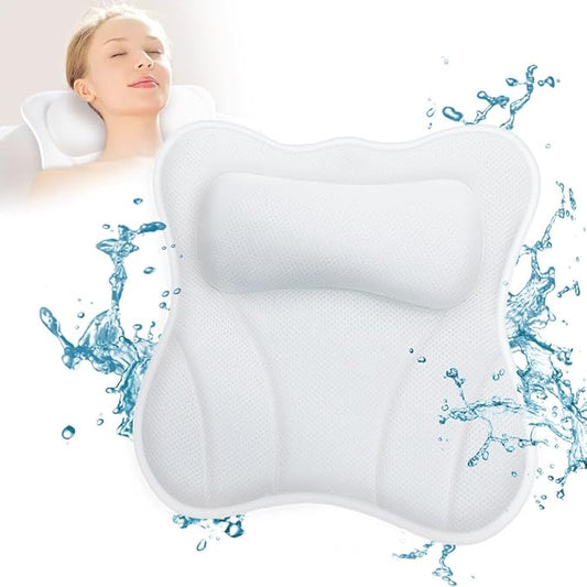 Bath Pillow for Tub Luxury Bathtub Pillow for Head and Neck 4D Air Mesh Spa Bath Tub Pillow Headrest with Non-Slip 6 Strong Suction Cups Bathtub Pillow Soaking Tub Bathroom Bath Gifts