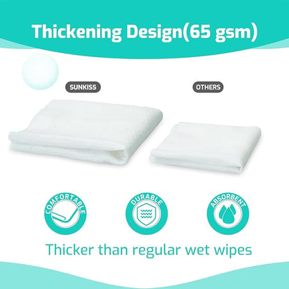 SUNKISS Trustplus Wet Wipes for Adult No Rinse, Extra Large 8”x12” Body Cleaning Washcloths for Elderly Incontinence & Cleansing, Unscented, 200 Count (4 Packs of 50)