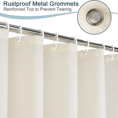 AooHome Hotel Shower Curtain Liner, Fabric Beige Standard Shower Curtain with Hooks, Weighted Hem, Water Repellent, 72 x 72 Inch