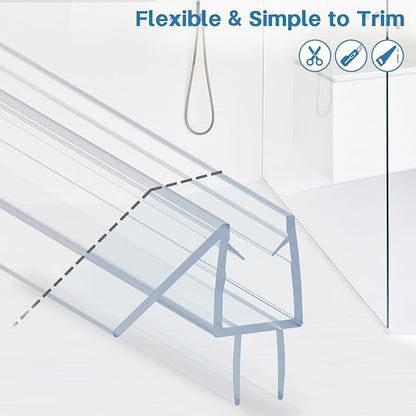 Shower Door Bottom Seal Strip, 2PCS Seal Strip, Ultra Clear PVC, 39" Length, Fits 8mm Thick Glass, Prevents Leaks, Easy Installation, No Adhesive Required (Ultra Clear, 39in for 5/16"(8mm) Door)