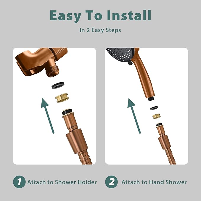 Shower Hose Replacement For Cleaning 304 Stainless Steel Shower Head Hoses 59 Inches High Pressure Bidet Hose Flexible Rose Gold Extension Showerhead Hoses Extra Long (Rose Gold, 58 In)