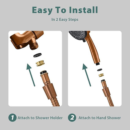 Shower Hose Replacement For Cleaning 304 Stainless Steel Shower Head Hoses 59 Inches High Pressure Bidet Hose Flexible Rose Gold Extension Showerhead Hoses Extra Long (Rose Gold, 58 In)