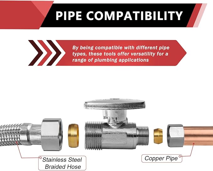 50-Pack EFIELD Straight Stop Valve 1/2" Nominal (5/8" OD) Compression x 3/8" OD, 1/4-Turn, Chrome Plated Brass,(VALVE122-50PCS)