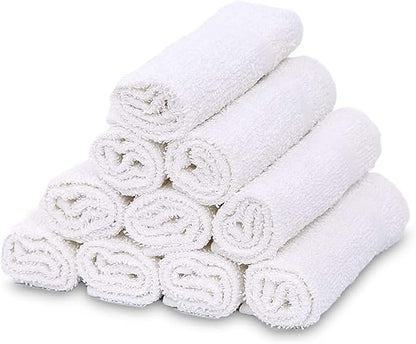 GOLD TEXTILES 60 Pack Economy White Washcloths Set (12x12 inches) - Cotton Blend Commercial Grade Cleaning Rags, Quick Drying & Soft Face Cloths, Fingertip Towels for Bathroom, Spa, Gym, and Kitchen