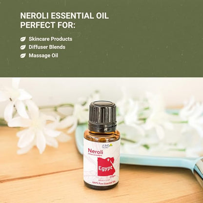 Neroli Essential Oil - Direct from Al Sheikh for Export Egypt - Steam Distilled - Aceite de Neroli for Aromatherapy, Massage, Diffuser, DIY Candle and Soap Making - 2lbs