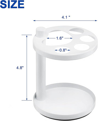Metal Toothbrush Holder Stand for Bathroom: Stainless Steel Ventilated Organizer with Slots for Electric Toothbrushes, Toothpaste, Razors & Small Comb, Unique Footprint Base Design, White