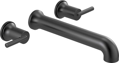 Delta Wall Mount Bathroom Faucet 3 Hole, Matte Black Bathroom Sink Faucet for Vanity, Matte Black T5759-BLWL (Valve Not Included)