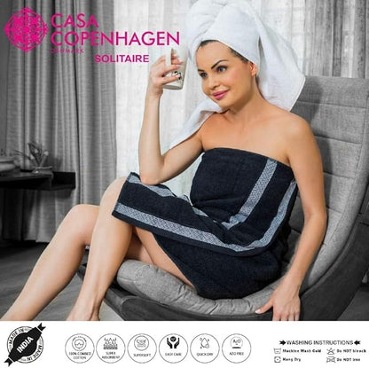 CASA COPENHAGEN Solitaire 6 Pieces Towel Set- Purple Rose, 600 GSM 2 Bath Towel 2 Hand Towel 2 Washcloth, Designed in Denmark Made of Soft Egyptian Cotton for Bathroom, Kitchen & Shower