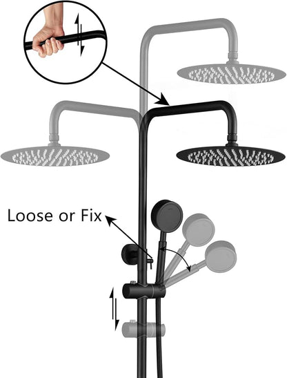 Shower Faucet - Shower Faucets Sets Complete, Shower System - Outdoor Shower Kit/Outdoor Shower Enclosure/Outdoor Shower Fixtures W/ SS304 Shower Head with Handheld High Pressure, Matte Black