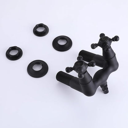 SUMERAIN Vintage Leg Tub Filler 3-3/8-Inch Center Wall Mount Tub Faucet, Cross Handle Matte Black