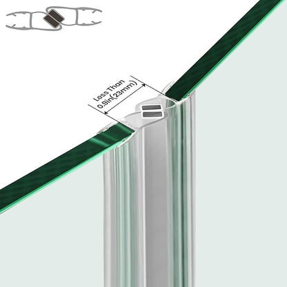 Bathroom Shower Glass Door Side Seal Strips, Length 78 Inch 2PCS Transparent PVC Door Side Seall Strips with Magnetic Stripe for 3/8" (10MM) Thick Framless Glass Panel